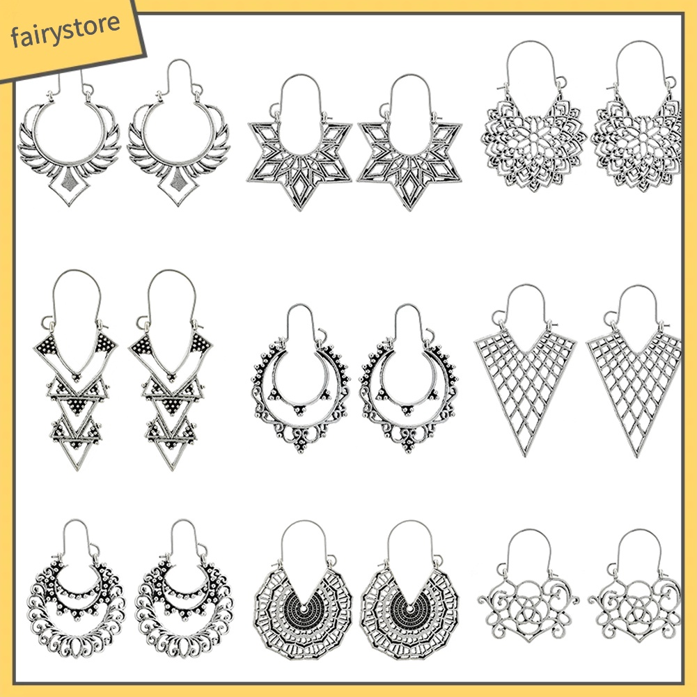 Khuyên Tai Tròn Chạm Khắc Phong Cách Boho Thời Trang Cho Nữ