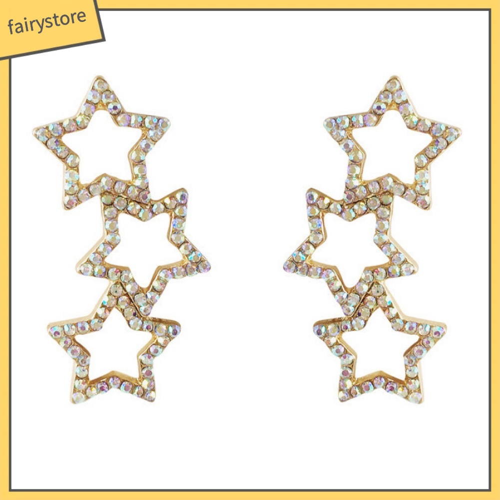 Khuyên Tai Hình Ngôi Sao Đính Đá Nhiều Màu Sắc Thời Trang