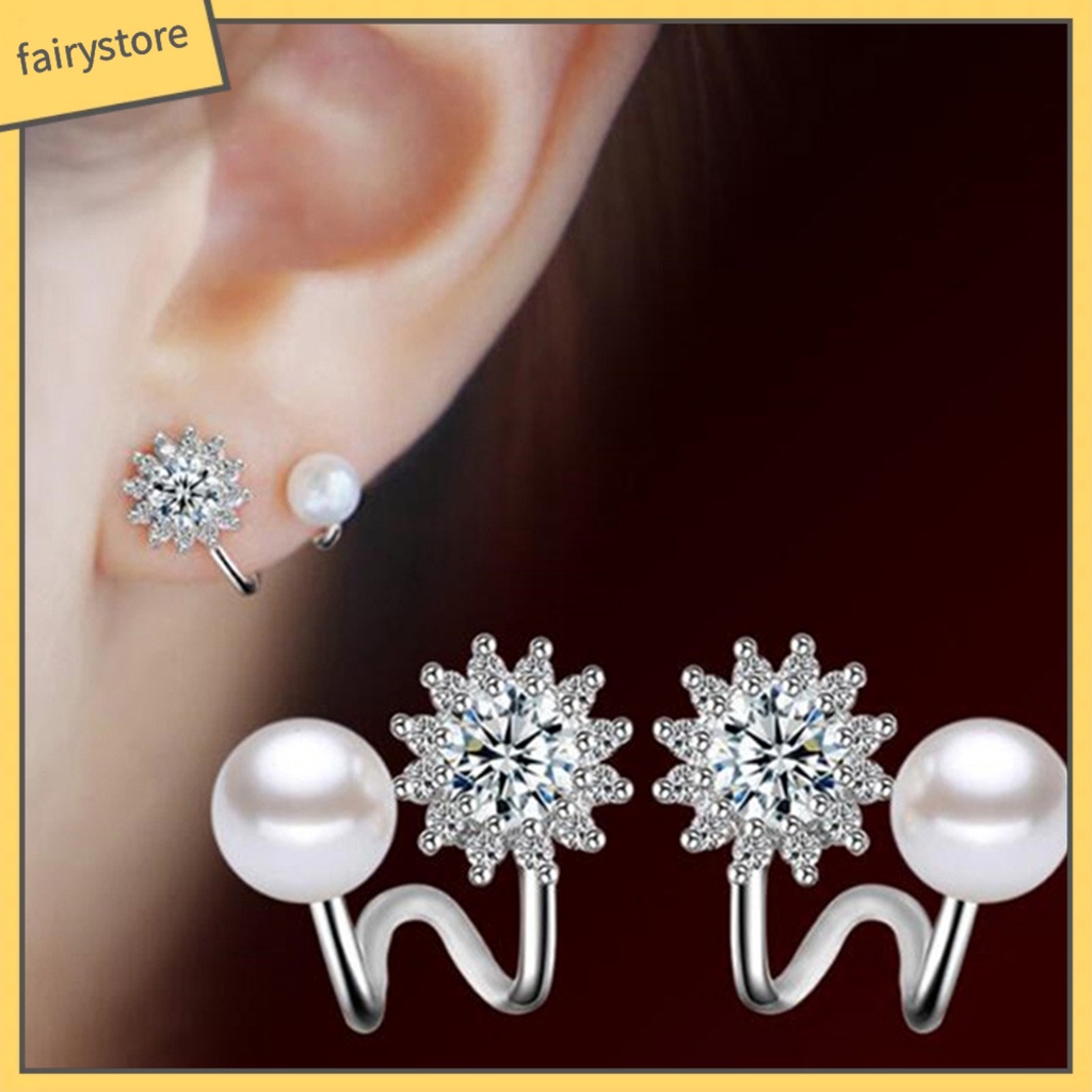 1 Đôi Bông Tai Hoa Hướng Dương Đính Đá Zircon Thời Trang