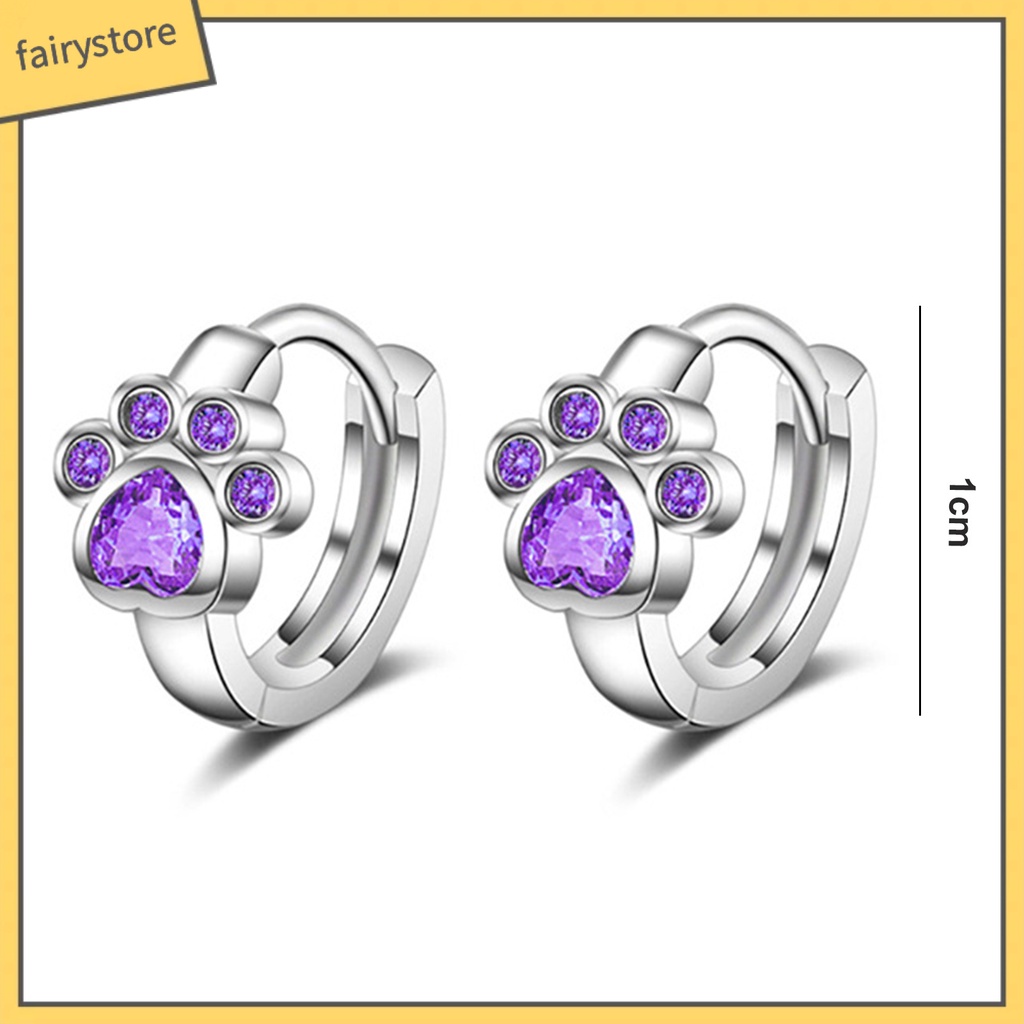 1 Đôi Bông Tai Hình Móng Vuốt Mèo Đính Đá Lấp Lánh Thời Trang