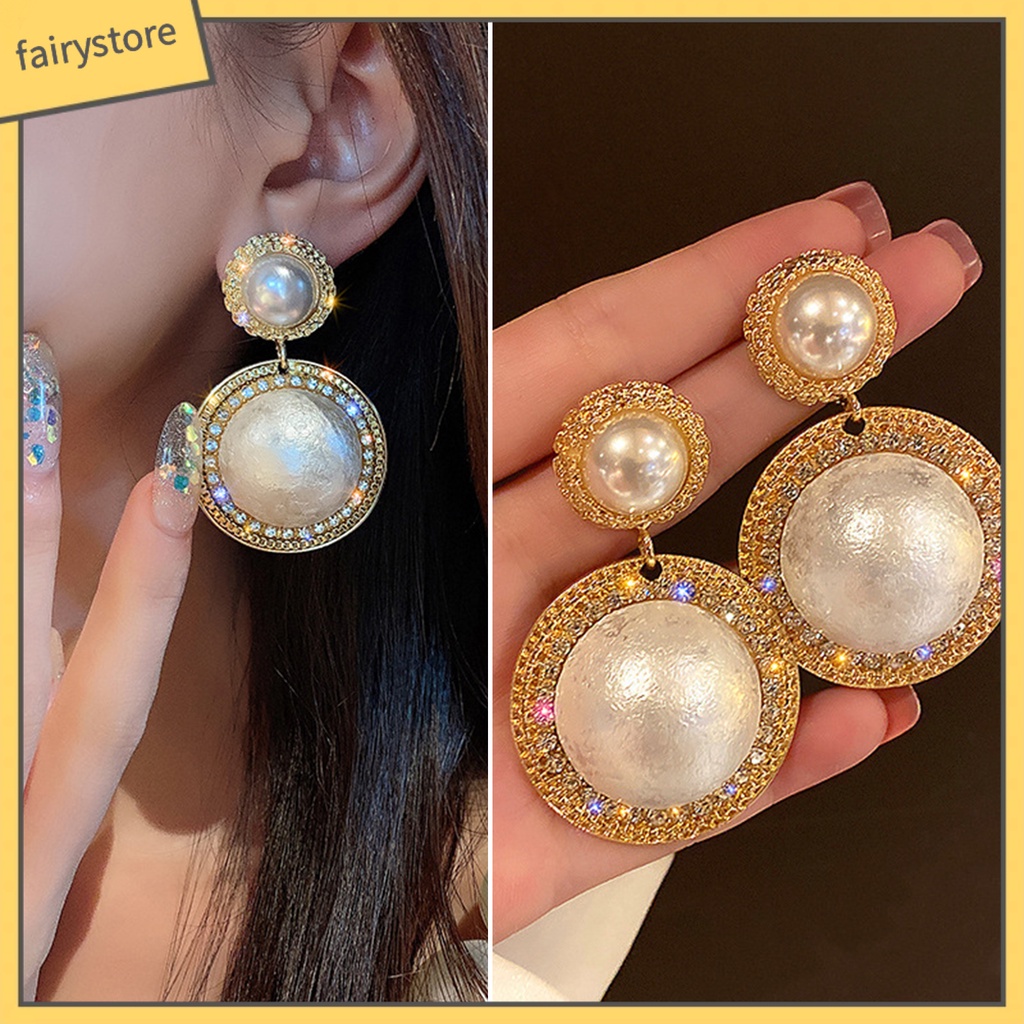 1 Đôi Bông Tai Nữ Đính Ngọc Trai Giả Phong Cách Hàn Quốc