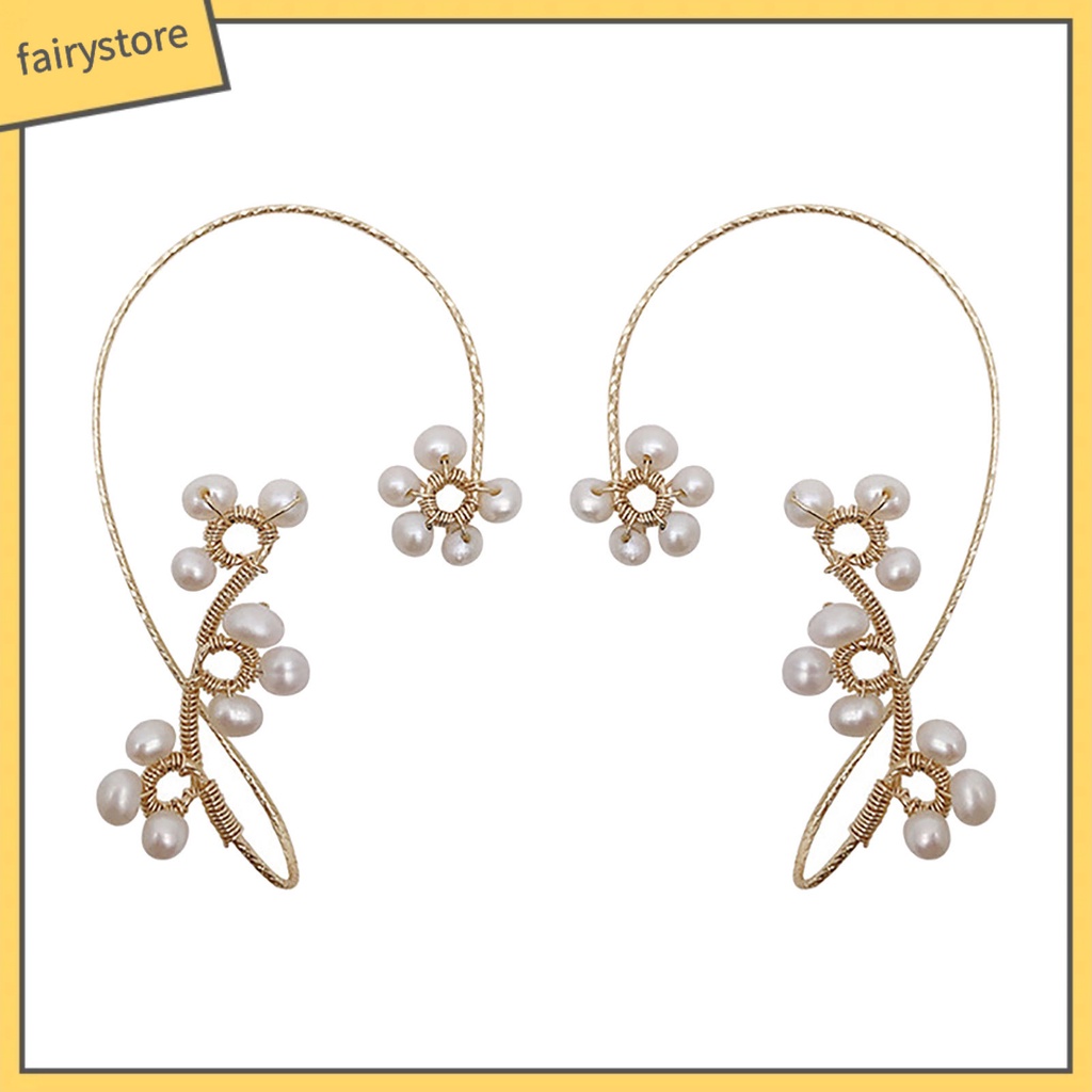 1 Khuyên Vành Tai Hình Bông Hoa Đính Ngọc Trai Nhân Tạo Thời Trang