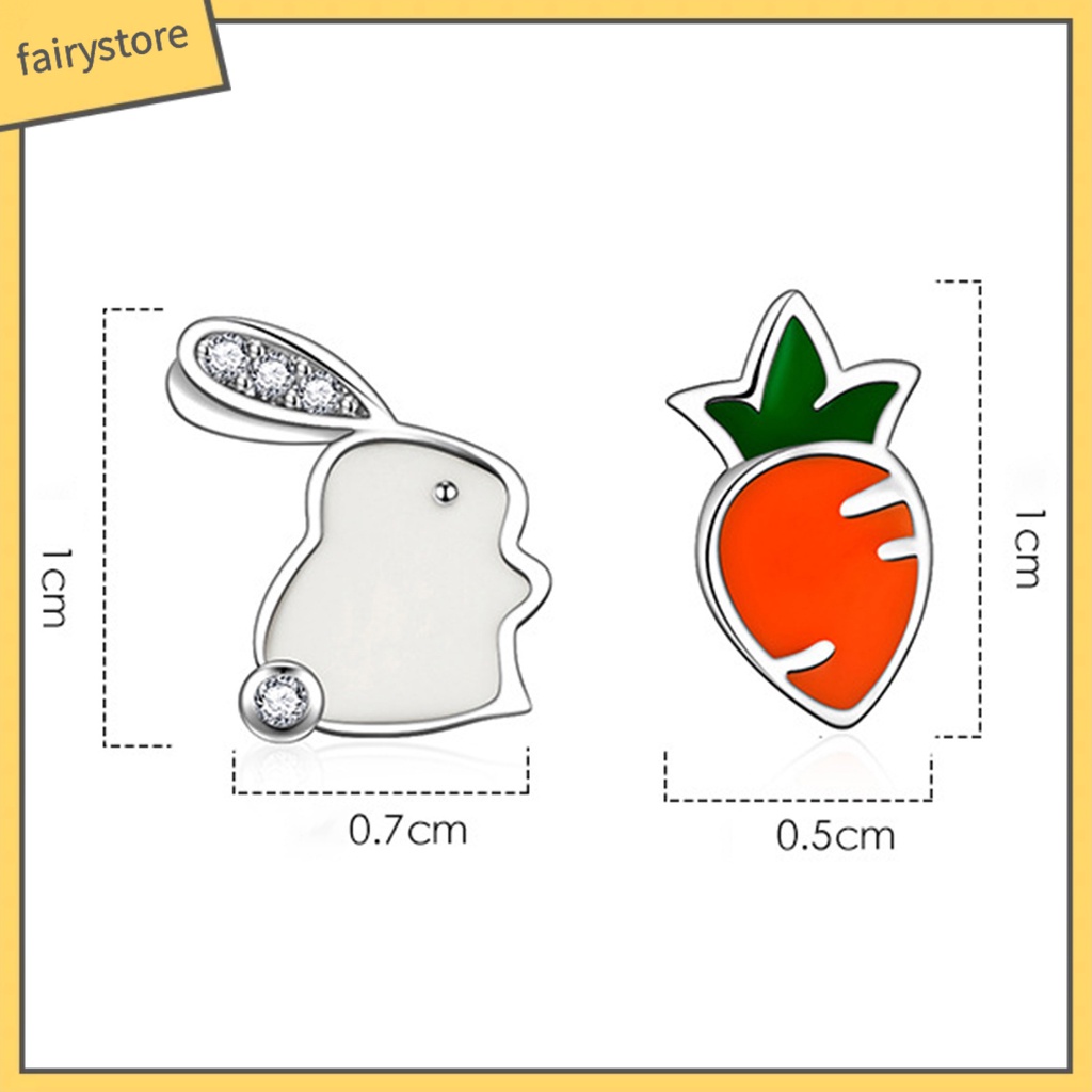 1 Đôi Khuyên Tai Hình Thỏ Và Cà Rốt Mini Dễ Thương