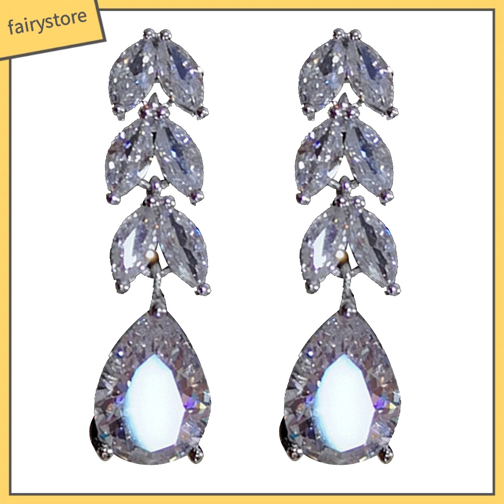 Bông Tai Hình Giọt Nước Đính Đá Zircon Hình Giọt Nước Thời Trang Cho Nữ