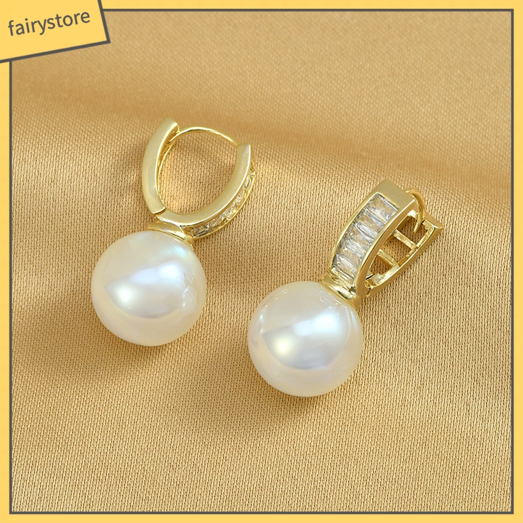 1 Đôi Bông Tai Dáng Dài Đính Ngọc Trai Nhân Tạo Hình Chữ U Phong Cách Pháp Thời Trang