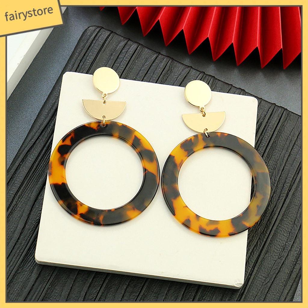 1 Đôi Bông Tai Acrylic Dáng Dài In Họa Tiết Da Báo Thanh Lịch Dành Cho Nữ