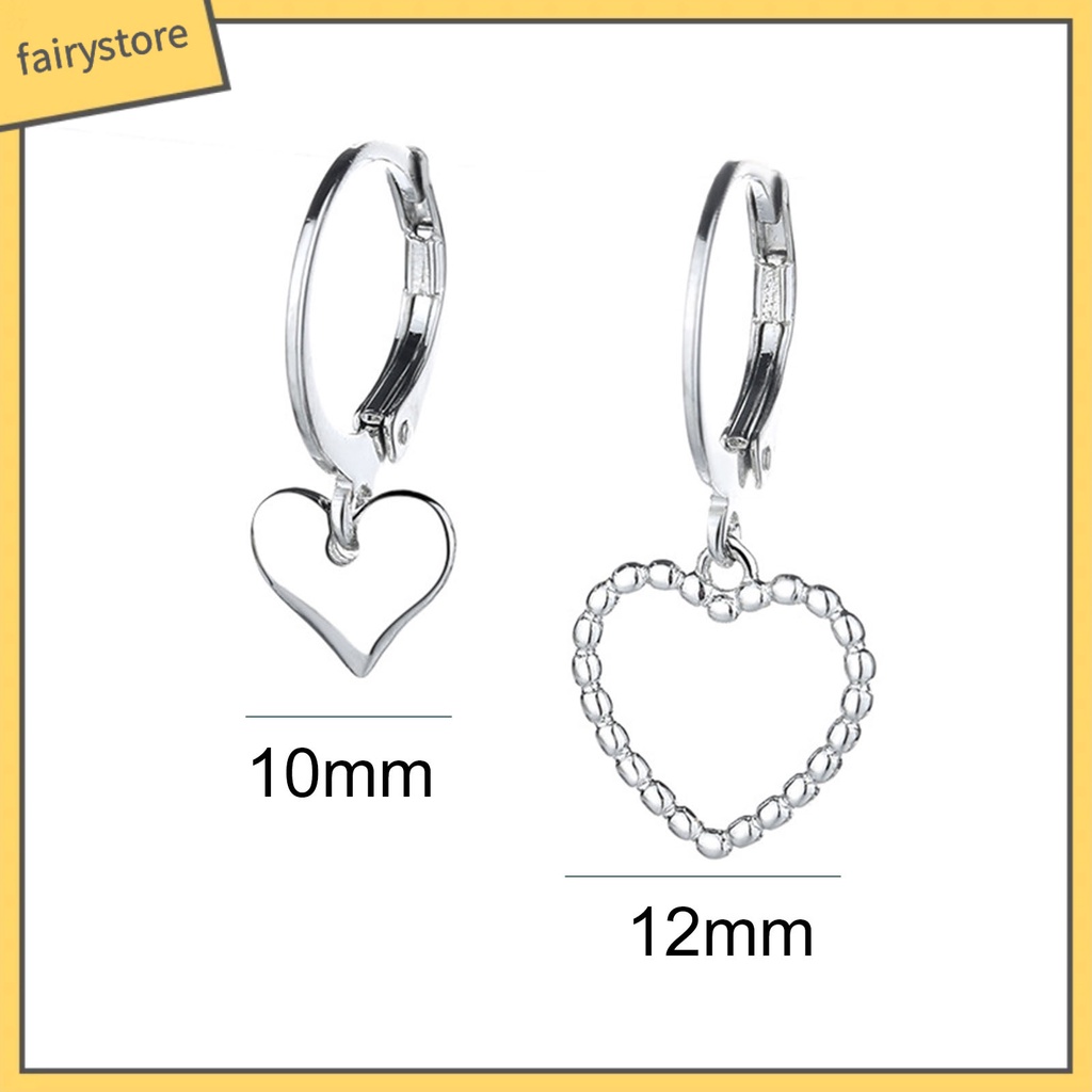 2 Bông Tai Hình Trái Tim Bằng Đồng Thiết Kế Đục Lỗ Thời Trang Cho Nữ