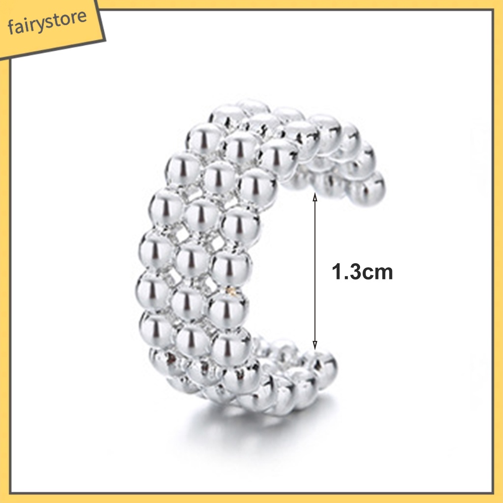 1 Khuyên Tai Dạng Kẹp Ba Lớp Mạ Điện Đính Hạt Tròn Phong Cách Pháp Thích Hợp Dự Tiệc