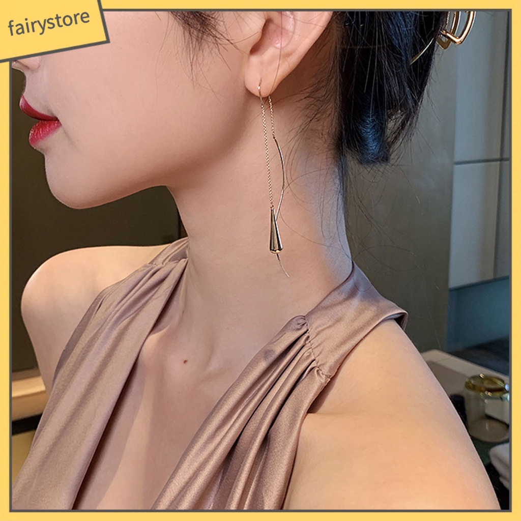 1 Đôi Bông Tai Hình Học Dáng Dài Phong Cách Hàn Quốc Thanh Lịch Dành Cho Nữ