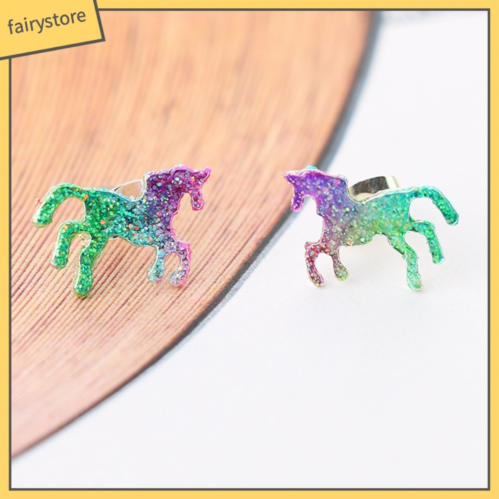 Bông Tai Hình Kỳ Lân Nhiều Màu Lấp Lánh Quyến Rũ Cho Nữ