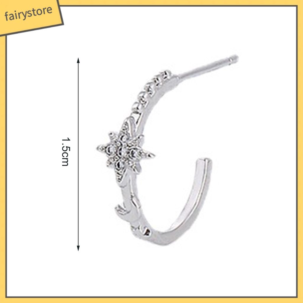 1 Khuyên Tai Hình Trăng Sao Đính Đá Thời Trang