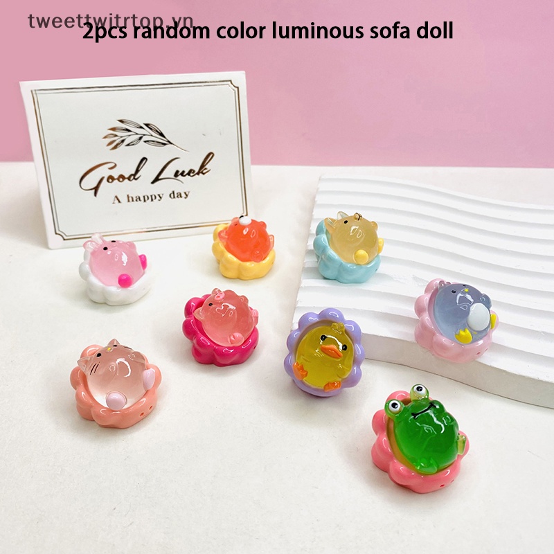 Set 2 Đồ trang trí Động Vật Hoạt Hình Phát Sáng Xinh Xắn Dùng Để Trang Trí Nội Thất / Tiểu