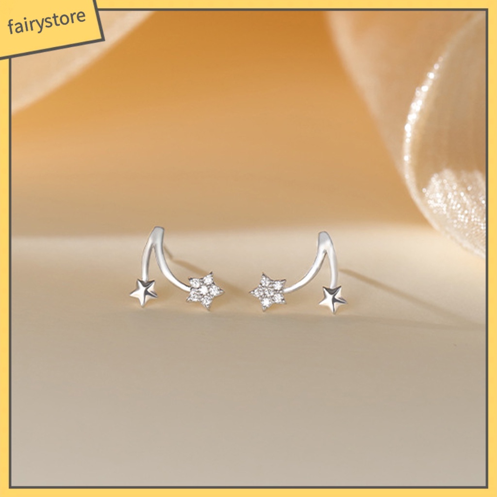 1 Đôi Bông Tai Hình Ngôi Sao Năm Cánh Đính Đá Màu Sắc Ngọt Ngào