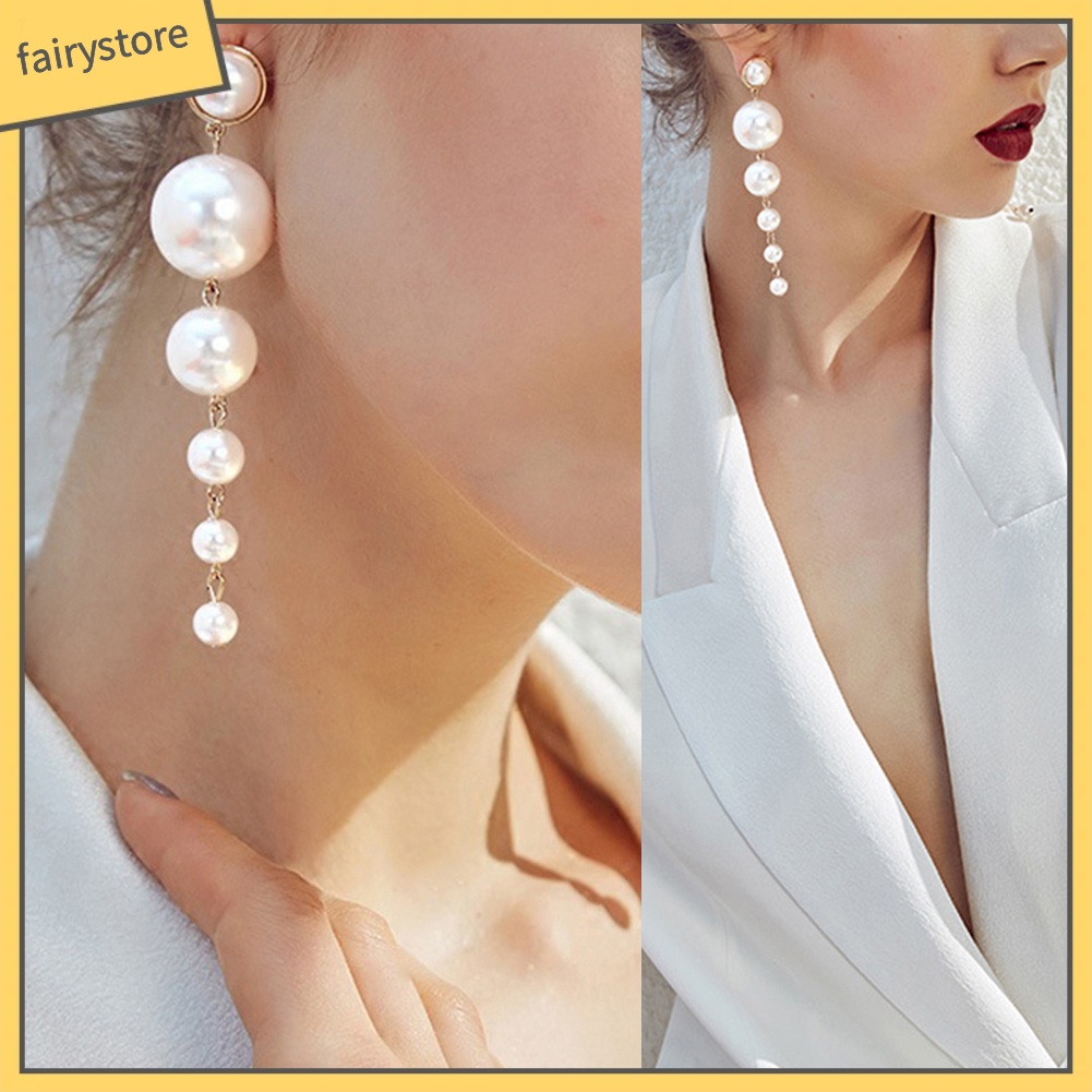 Bông Tai Chuỗi Hạt Ngọc Trai Giả Thanh Lịch Cho Nữ