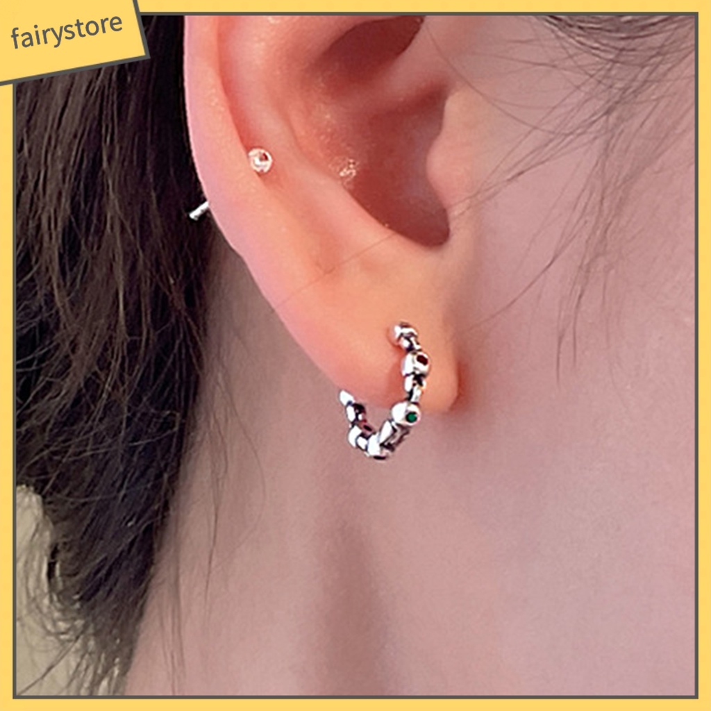 1 Khuyên Tai Tròn Đính Đá Nhiều Màu Sắc Phong Cách Vintage