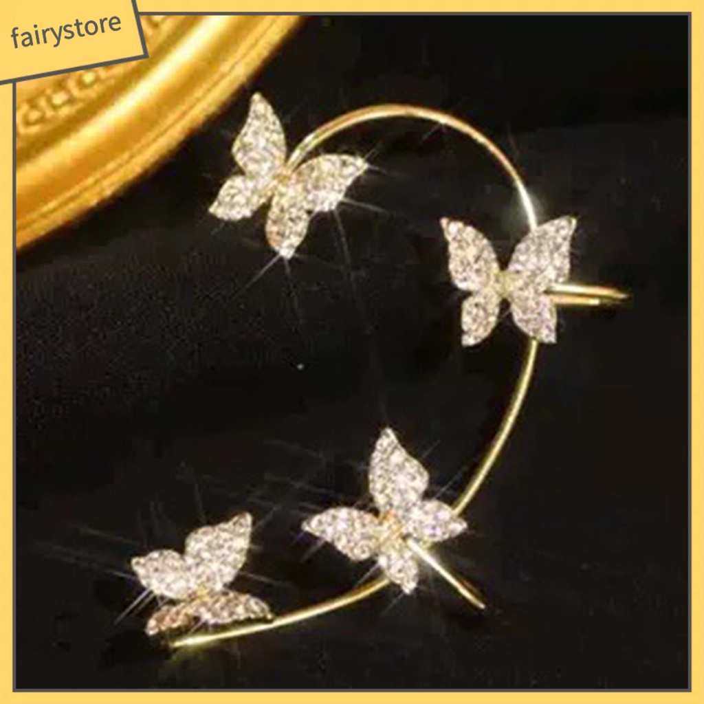 1 Chiếc Bông Tai Kẹp Hình Bướm Đính Đá Tinh Tế Cho Đám Cưới