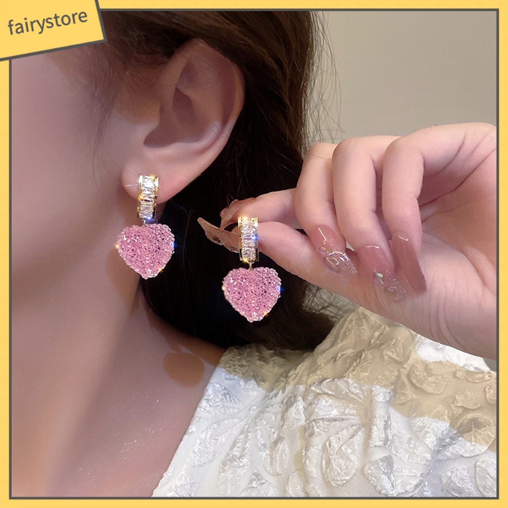 1 Đôi Bông Tai Hình Học Đính Đá Zirconia Màu Hồng Chống Rơi Vỡ Thích Hợp Làm Quà Sinh Nhật Cho Bạn Gái