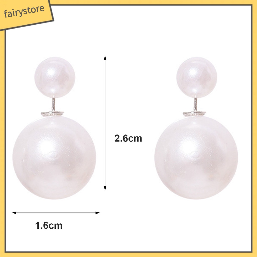 [FRO] 1 Cặp Bông Tai Đinh Tán Hình Học Hai Mặt Đính Ngọc Trai Nhân Tạo Mạ Điện Thanh Lịch Thích Hợp Làm Quà Tặng Cho Nữ