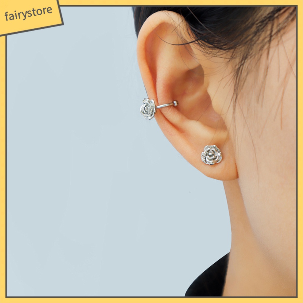 1 Khuyên Kẹp Vành Tai Hình Bông Hoa Mạ Điện Sáng Bóng Không Cần Xỏ Lỗ Dành Cho Nữ Dự Tiệc