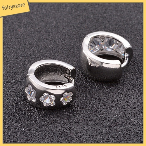 Bông Tai Mạ Bạc Hình Hoa Đính Đá Thời Trang Cho Nam Nữ