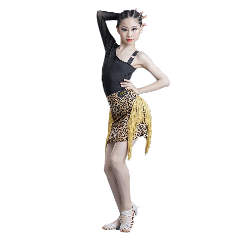 Đầm Khiêu Vũ Latin Họa Tiết Da Báo Thời Trang Xuân Hè Cho Bé Gái