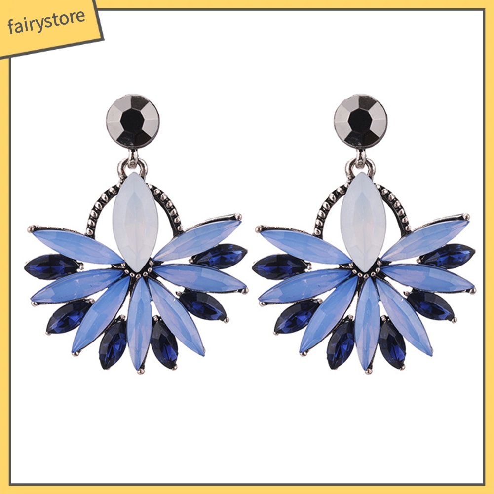 Đôi Khuyên Tai Hình Hoa Đính Đá Phong Cách Boho Thời Trang Cho Nữ