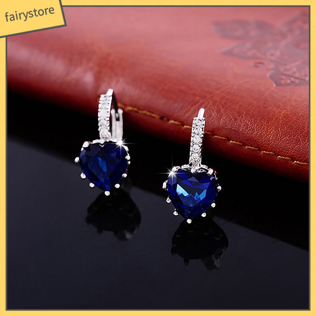 Bông Tai Hình Trái Tim Đính Đá Bằng Hợp Kim