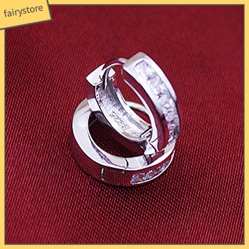 Bông Tai Mạ Bạc Dạng Vòng Đính Đá Thời Trang Dành Cho Nam