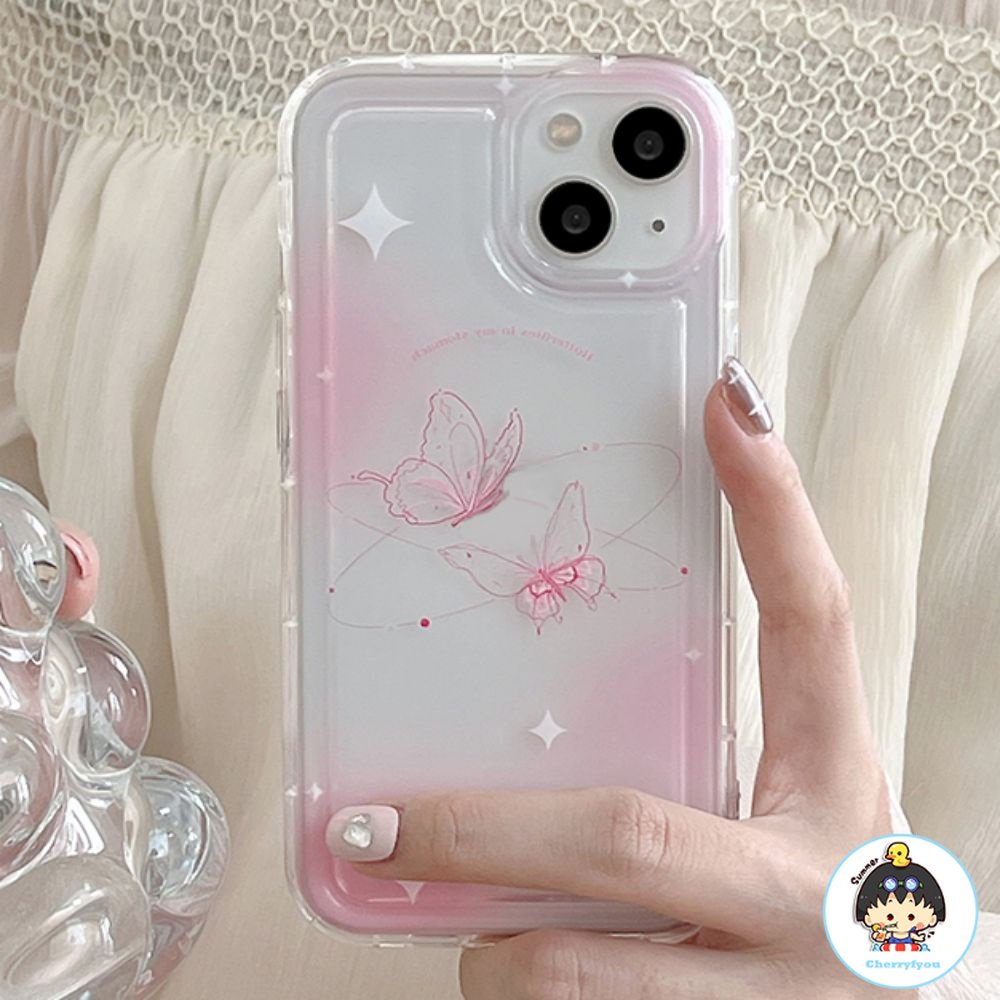 Ốp Điện Thoại TPU Mềm Bảo Vệ Chống Sốc In Hình Bướm Hồng Cho IPhone 11 14 13 12 Pro Max XS XR 7 8 Plus