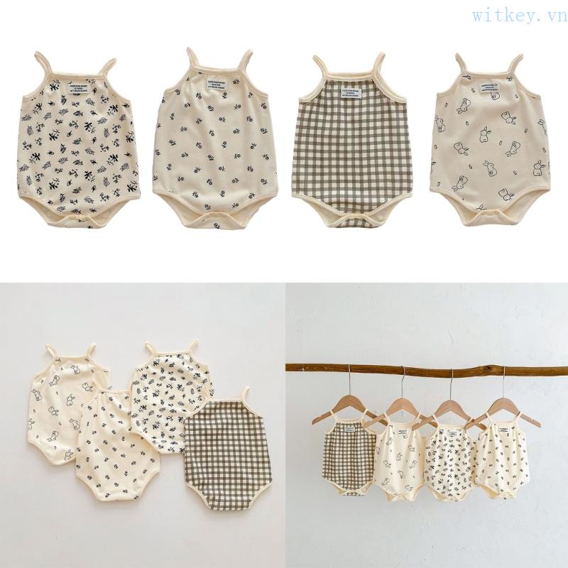 Bộ Áo Liền Quần Bằng Cotton Thoáng Khí In Hoa Thời Trang Mùa Hè Cho Bé Sơ Sinh
