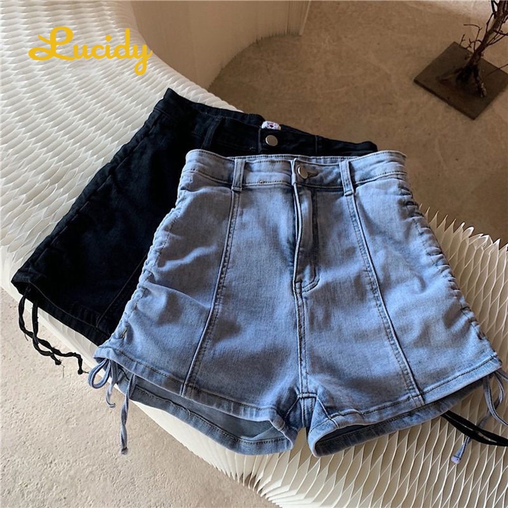 Lucidy quần tây ống rộng Chân Váy Ngắn Chữ A có Siêu Cá Tính quần nữ đùi quần lưng cao A24L0D6