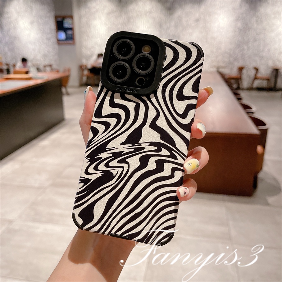 Ốp Điện Thoại TPU Mềm Chống Rơi Họa Tiết Gợn Sóng Nước Trắng Đen Cho IPhone 14 13 12 11 Pro Max X XR Xs Max 8 7 6 6s Plus SE 2020