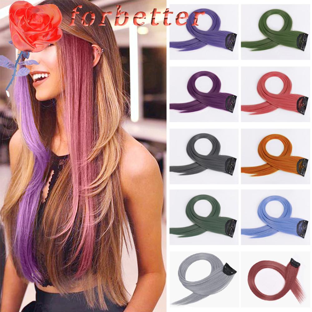 Tóc Giả Thẳng Dài 24inch Bằng Sợi Tổng Hợp Màu Cầu Vồng Không Đường May