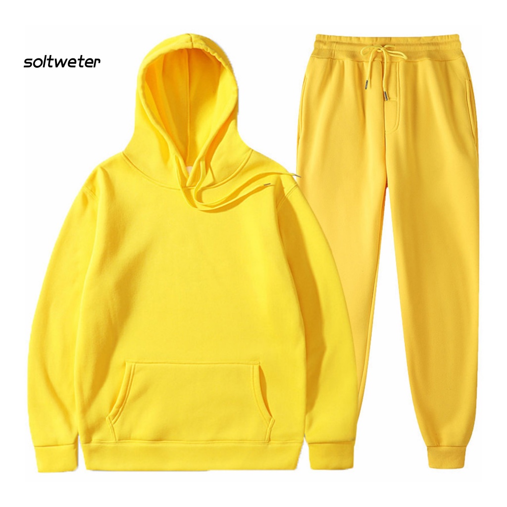 1 Bộ Quần Áo Hoodie Thể Thao Màu Sắc Đơn Giản Cho Nam Và Nữ