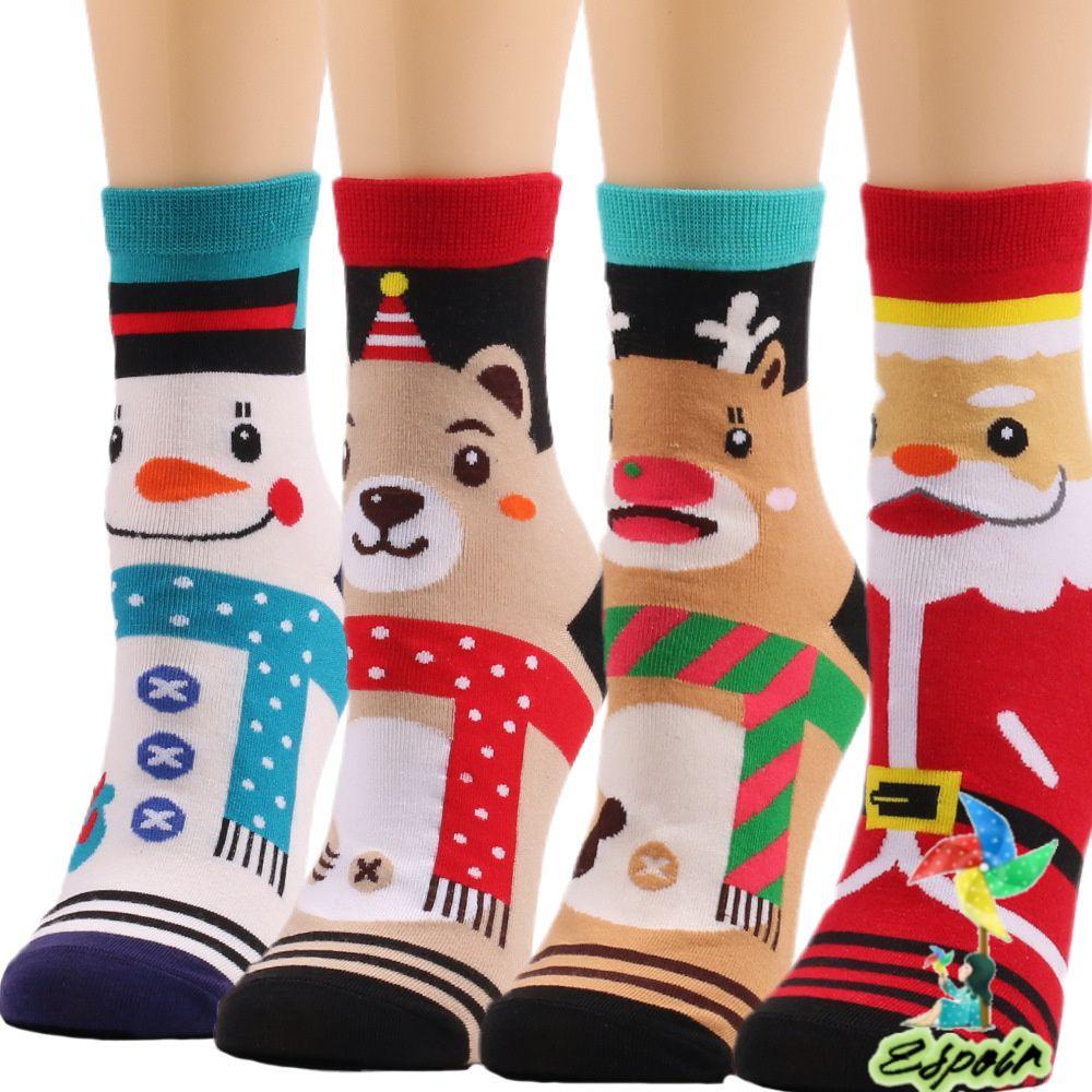 Vớ Bông Xù Dài Trung Bình Họa Tiết Giáng Sinh Thời Trang Mùa Đông Cho Nữ