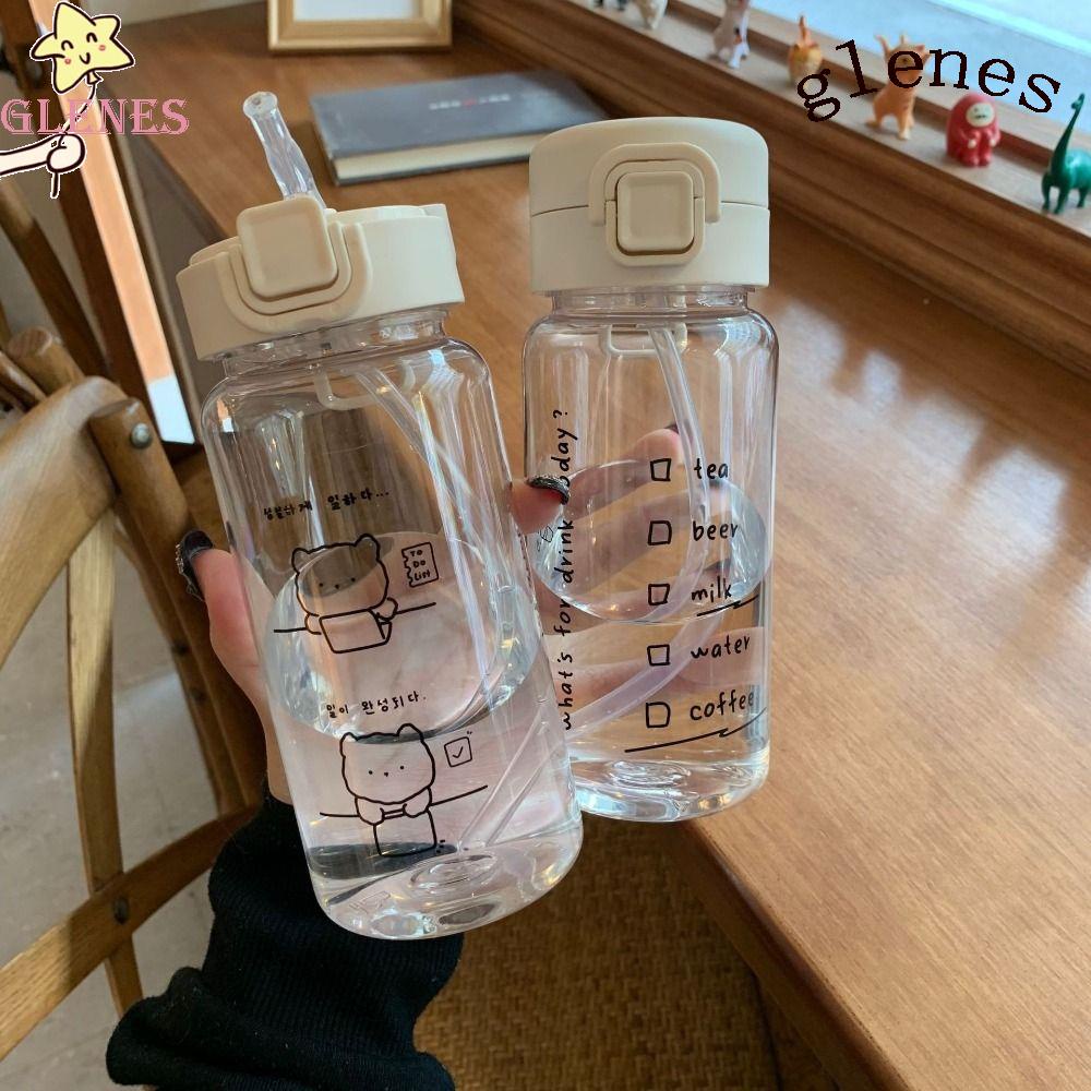 Bình Đựng Nước Ép Kèm Ống Hút Bằng Silicone Hoạ Tiết Thỏ Hoạt Hình Xinh Xắn