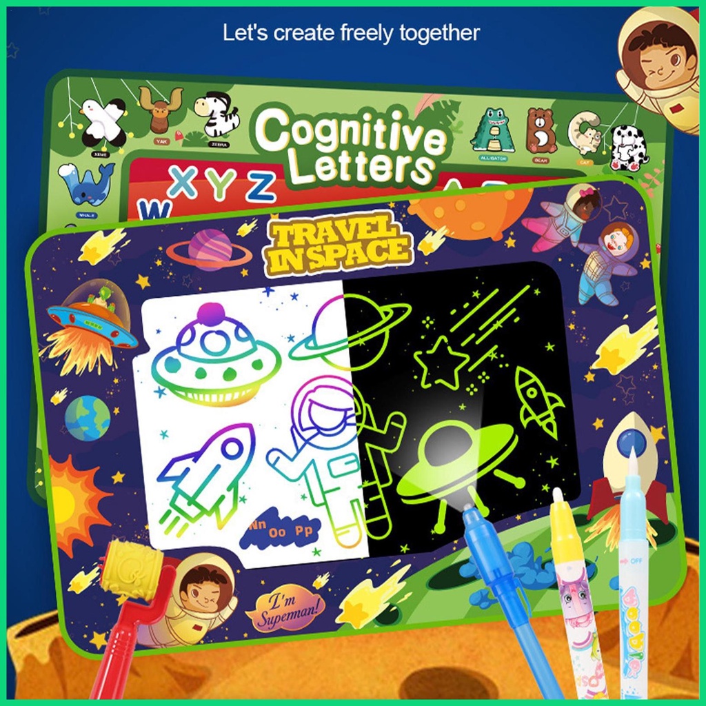 Thảm Tô Màu Nước Ma Thuật Cỡ Lớn Kèm Dụng Cụ Bút Nước Giáo Dục Cho Bé Gái