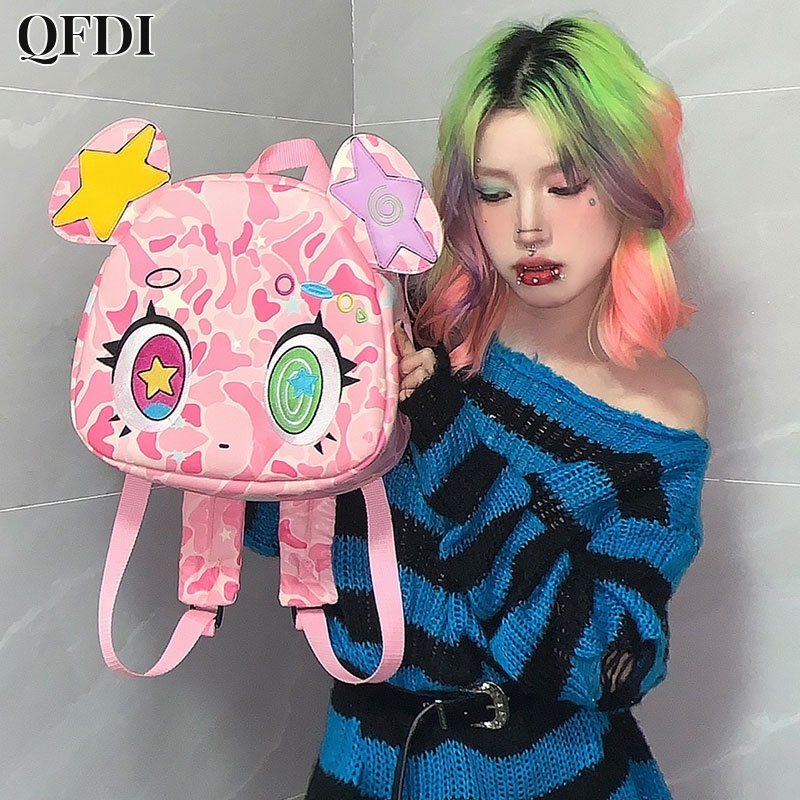 Balo QFDI Y2K da PU họa tiết rằn ri hai chiều