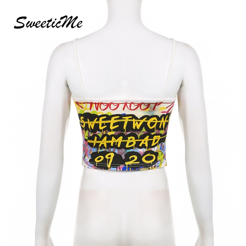 Áo Tank Top Ôm Dáng In Họa Tiết Màu Tương Phản Thời Trang 2023 Cho Nữ