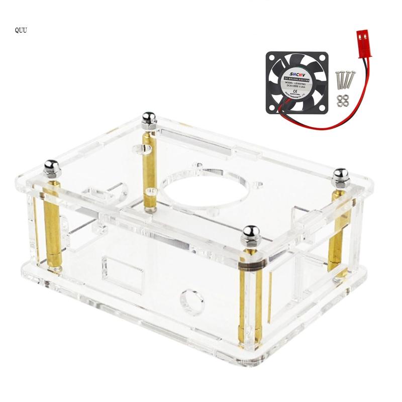 Vỏ Acrylic Tản Nhiệt Màu Cam Pi 4 Lts Có Quạt Tản Nhiệt