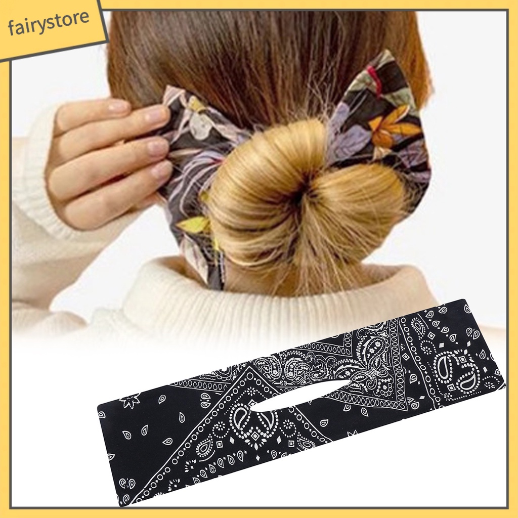 Dây Buộc Tóc Xoắn Bằng Polyester In Họa Tiết Phong Cách Cổ Điển Có Thể Tái Sử Dụng Cho Nữ