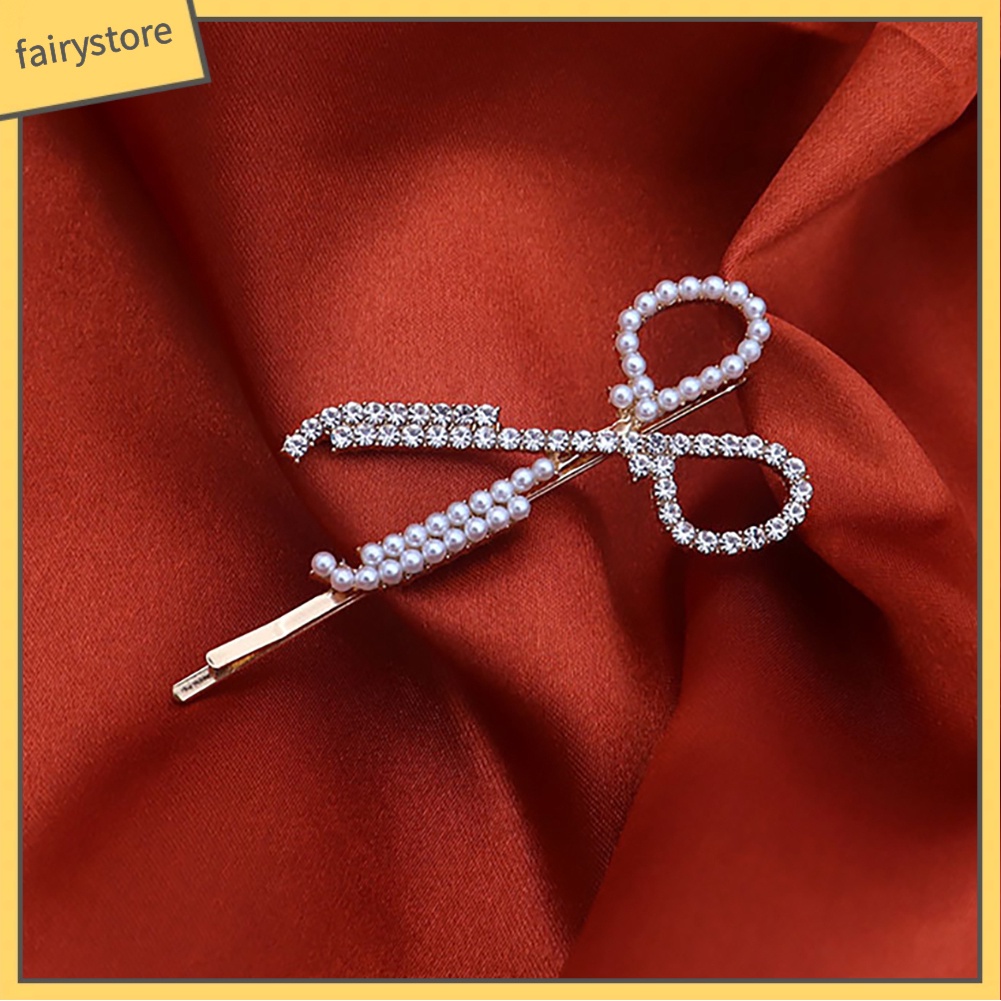Set 2 Kẹp Tóc Hình Cây Kéo Đính Đá Thời Trang Cho Nữ