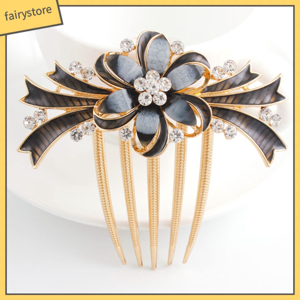 Lược Cài Tóc Đính Đá Tạo Kiểu Phong Cách Vintage Cho Nữ