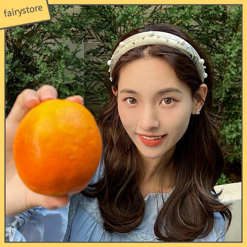 Băng Đô Cài Tóc Bản Rộng Tăng Chiều Cao Đính Đá Ngọc Trai Nhân Tạo Họa Tiết Da Báo Thời Trang Cho Nữ