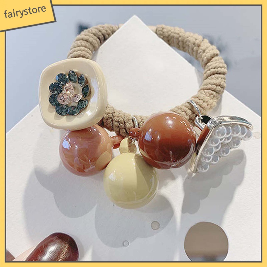 Set 4 Dây Cột Tóc Co Giãn Đính Đá Trang Trí Xinh Xắn