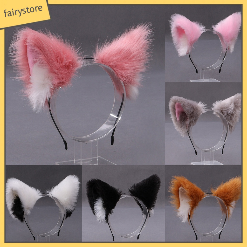 Băng Đô Tai Mèo Lông Xù Tinh Tế Dùng Hóa Trang Tiệc Tùng