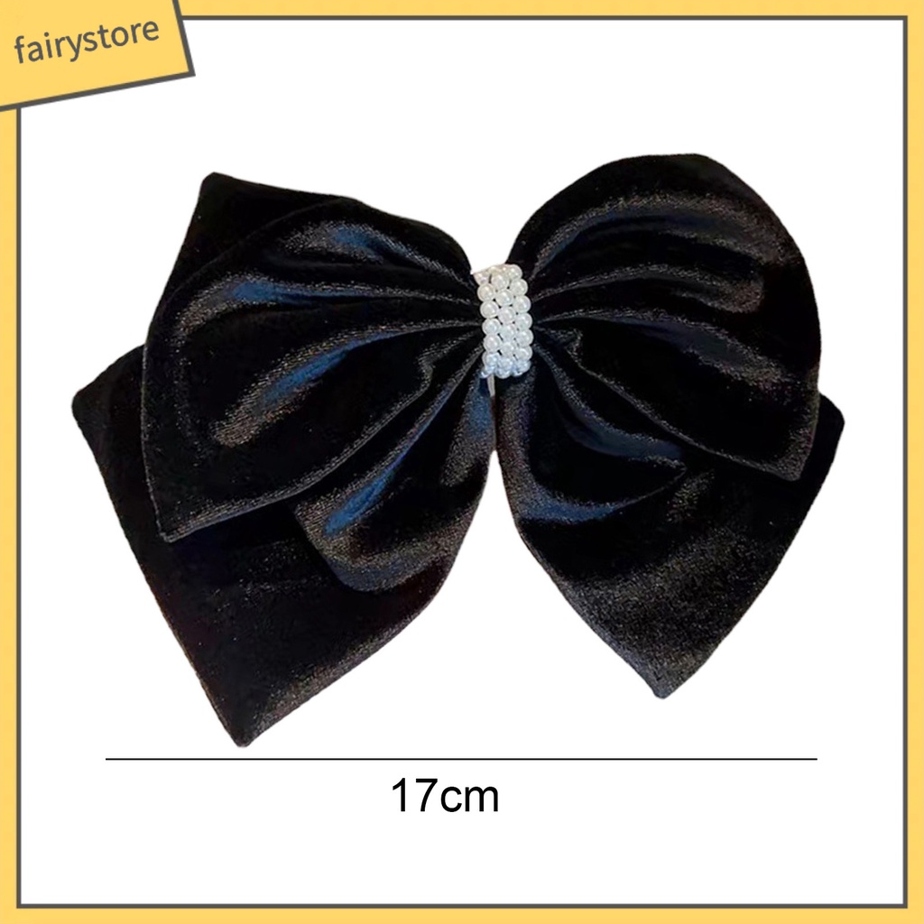 Kẹp Tóc Hình Nơ Đính Ngọc Trai Giả Hai Lớp Chống Trượt Xinh Xắn