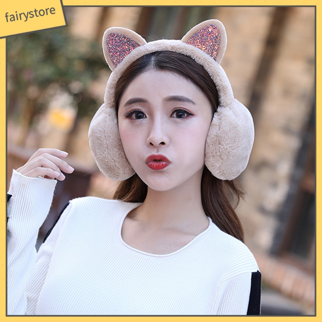 Chụp Tai Làm Ấm Tai Chống Gió Mùa Đông Đính Kim Sa Lấp Lánh