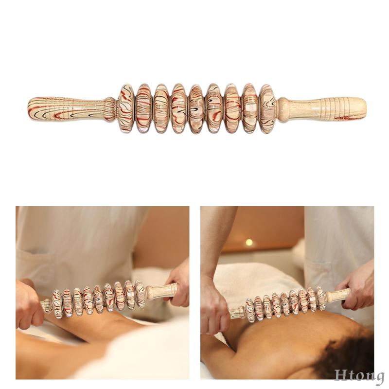 Dụng Cụ Lăn Mát Xa Cơ Bụng / Cơ / Đùi / Chân Cầm Tay 9 Bánh Xe Bằng Gỗ Chuyên Nghiệp Đa Năng Thích Hợp Làm Quà Tặng Cho Nam Và Nữ