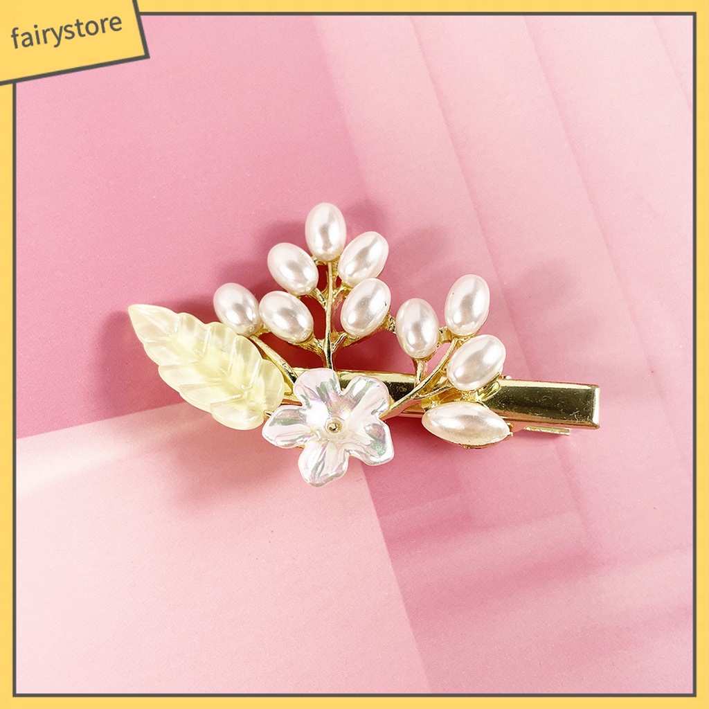 Kẹp Tóc Hoa Đính Ngọc Trai Giả Phong Cách Hàn Quốc Ngọt Ngào Cho Cô Dâu